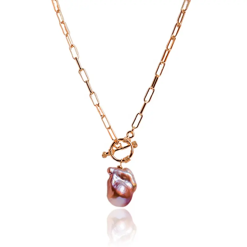 New arrival fine jewelry 14k gold plated baroque freshwater pearl necklace