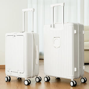 Maleta de Viaje Yongsheng con Apertura Frontal de 24 Pulgadas, Resistente a Impactos, con Ruedas Silenciosas, Unisex, Color Blanco Nube con Rayas - Product Image 1