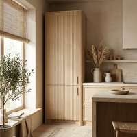 Buffet de cuisine en bois massif nordique, armoire de rangement, grand meuble de rangement moderne et minimaliste pour salle à manger, finition naturelle