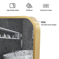 Stock d'usine minimaliste encadré salle de bain argent miroir rectangle verre mur décor de chambre avec effet LED néon infini