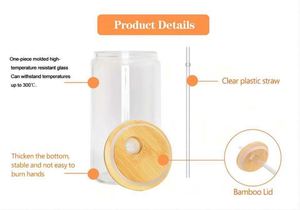Custom Logo 16Oz Can Shape Drinking Jar Sublimation Drinkware 12 16 20 Oz 25Oz Beer <b>Glass</b> Water <b>Bottle</b> Cup With Lid - Product Image 3