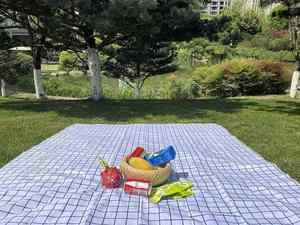 150CM*200CM Custom Printing White Plaid Leisure Outdoor Foldable Lightweight Durable Oxford Cloth Waterproof Reusable <b>Mat</b> - Product Image 4