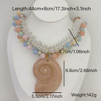 Nouveau Collier Chaîne de Perles Scintillantes en Cristal et Perles Colorées avec Breloque Coquillage – Bijou Tendance pour les Vacances d'Été, Idéal comme Cadeau