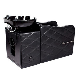All Black <span class=keywords><strong>Plaid</strong></span> Design Hair Salon Equipment Lay Down Champú <span class=keywords><strong>Cama</strong></span> Lavado de cabello Champú Tazón y silla - Product Image 3