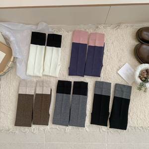 Chaussettes au-dessus du genou à tube long noir et gris de style printemps et automne pour femmes, chaussettes de mollet - Product Image 2