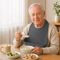 Baberos Impermeables de Silicona para Adultos con Recolector de Migas, Ajustables, para Cuidado de Ancianos/Pacientes, Anti-Suciedad