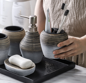 Ensemble d'accessoires de salle de bain de luxe en onyx blanc de haute qualité, 5 pièces, vente en gros - Product Image 3