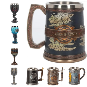 Nueva taza de trono GTA0101 Retro <span class=keywords><strong>Death</strong></span> Skeleton Beer Tankard Cup Winner Coming Game Stark House logo Mug Collection - Product Image 1