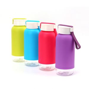 400ml Portable Plastic Water <b>Bottle</b> with Protective Silicone Sleeve & Carry Handle, Leakproof Reusable Water Jug for Fitness - Product Image 2
