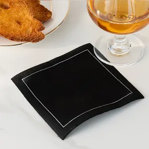 Panno di cotone stampato personalizzato 8*8 "tovaglioli da Cocktail semplici per banchetti di nozze con Logo personalizzato