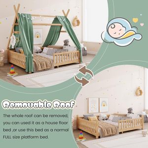<span class=keywords><strong>Lit</strong></span> Montessori taille double avec éclairage et lattes, <span class=keywords><strong>lit</strong></span> <span class=keywords><strong>tipi</strong></span> en bois pour enfants garçons filles - Product Image 4
