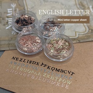 Breloques 3D ultra-fines en forme de lettres pour ongles, autocollants en feuille de cuivre métallique, décorations alphabétiques, fournitures de manucure en vrac - Product Image 4