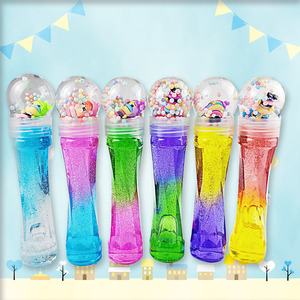 Wholesale Mix Color Long Thin S-Shape Bottle Clear Shimmer Crystal Mud with Rubber Dolls Slime with <b>Foam</b> - Product Image 6