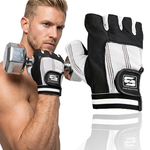 Gants en cuir demi-doigts réglables de haute qualité avec poignées antidérapantes pour la musculation et protection durable de la paume - Product Image 1