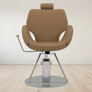 Sillón de Barbería Reclinable Ajustable de Lujo en Dorado con Cuero Marrón para Salón y Hospital, Silla Profesional para Barbería - Product Image 2