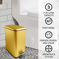 Poubelle à pédale moderne de 3 à 30L Poubelle dorée de 5L Poubelle en acier inoxydable à couvercle souple en métal de luxe pour hôtel avec revêtement en PP