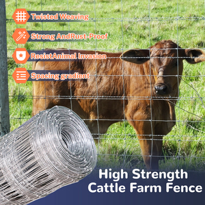 Woven <b>Wire</b> <b>Mesh</b> Roll Square Hole 14GA Galvanized Iron Fence <b>Mesh</b> for Cattle Sheep Goat Livestock - Product Image 3