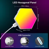 Lampe murale hexagonale intelligente RGB en ABS, lumière d'ambiance à changement de couleur, veilleuse DIY, rythme musical, application, salle de jeux, chambre à coucher