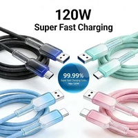 Câble de charge rapide USB tressé de haute qualité avec cristaux de glace, micro Type C, iOS, pour téléphone