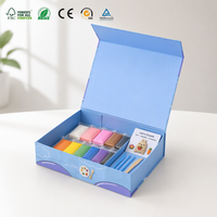 Dossier rigide en papier magnétique à rabat personnalisé avec logo, impression CMYK haut de gamme, kit d'artisanat en argile à séchage à l'air pour enfants, emballage cadeau