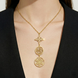 Collier long en acier inoxydable pour femme avec pendentif sorcière et quadrangle, bijou élégant et polyvalent, cadeau commémoratif - Product Image 2