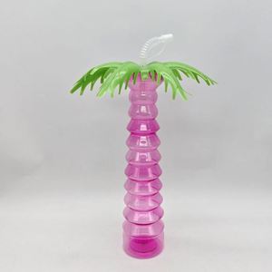 500ml Plastic <b>Led</b> <b>Light</b> Coconut <b>Tree</b> Shaped Yard Drinking Juice Cup with Straw - Product Image 4