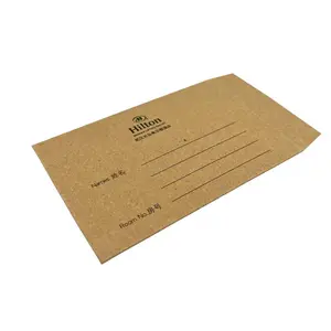 封筒紙カバーにロゴをカスタマイズ印刷厚くレトロな裏地紙クラフト紙ホテルルームカードカバー