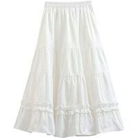 Fournisseur direct d'usine, jupe longue en coton blanc à volants superposés sur mesure, taille élastique, jupe longue fluide en forme de A, service OEM/ODM