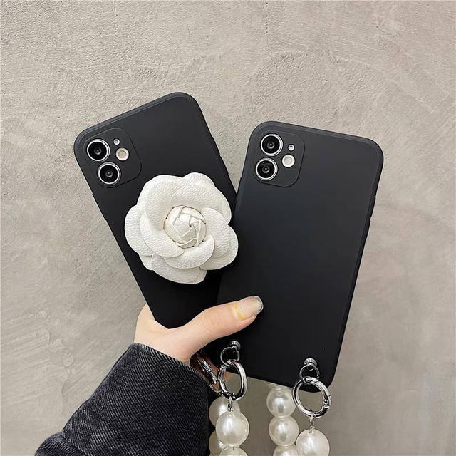 For for 12/13/15/16Promax Handheld Camellia Holder Plain Design Handmade All-inclusive Mobile Phone Case