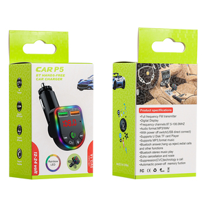 P5 Không Dây Xe Hơi Kit 3.1A Kép <span class=keywords><strong>USB</strong></span> Nhanh Chóng Sạc Điện Thoại Hands-Free Âm Thanh MP3 Máy Nghe Nhạc Với Bt 5.0 Và FM Transmitter Đầu Ra 5V/3A - Product Image 1