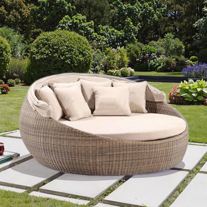 Chaise longue ronde extérieure en rotin imperméable à l'eau avec cadre en aluminium Chaise longue en aluminium pour <span class=keywords><strong>jardin</strong></span> piscine balcon cour plage - Product Image 2