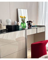 Table de toilette en bois massif à six tiroirs, style luxe léger, coiffeuse minimaliste moderne pour chambre et appartement, bureau de maquillage multifonctionnel