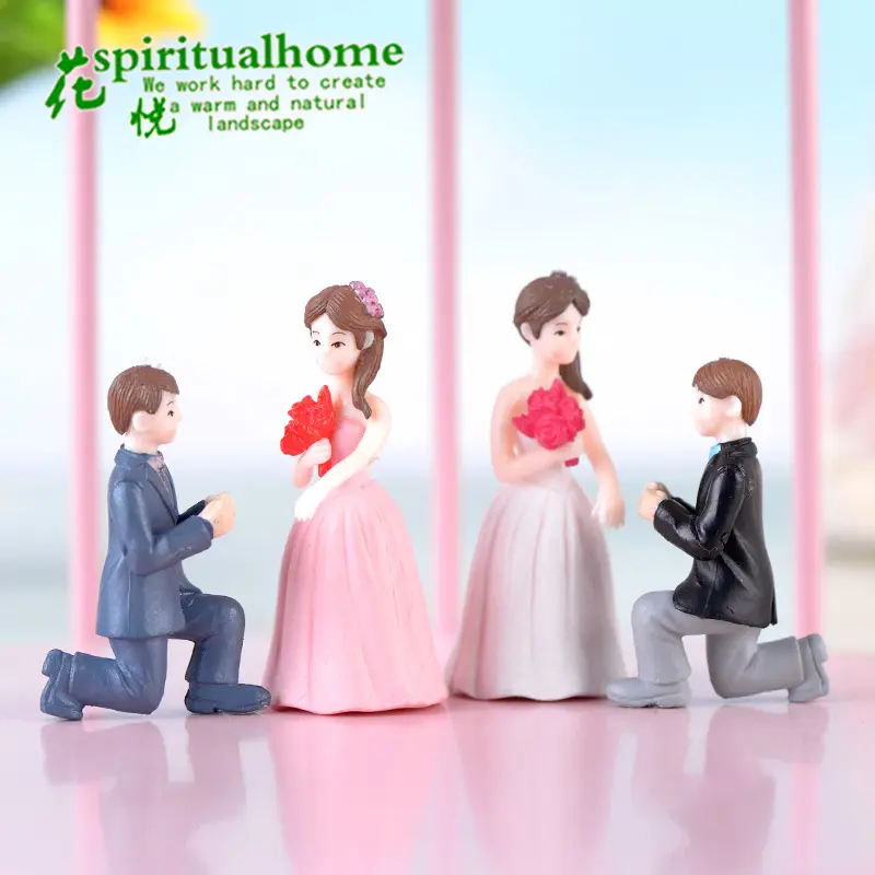 Custom Marry me doll figure wedding house decorative PVC crafts ornaments propose couple bride and groom bedroom figurine