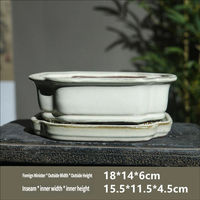 Ensemble de pots à bonsaï en céramique Yixing Zisha rectangulaires ovales, pot de fleurs de bureau avec plateau de drainage, pot de fleurs écologique traditionnel