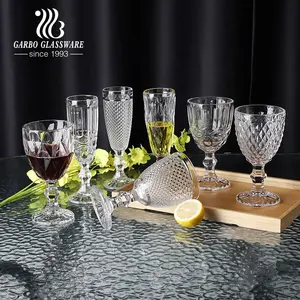 Garbo 10oz New design high-quality diamond design wine water drinking glass for wedding and party using glass goblet