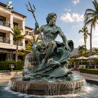 Statue de Poséidon en bronze, sculpture de fontaine personnalisée du dieu de la mer avec tortue pour la décoration extérieure de hôtels, de complexes hôteliers et de jardins.