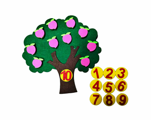 Gran oferta, decoración para el aula, tablero ocupado de fieltro <span class=keywords><strong>Montessori</strong></span> para niños, melocotón, pera, manzana, naranja, plátano, árbol, números, juguetes para contar - Product Image 1