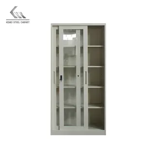 便宜的2门金属柜展示柜带2个玻璃滑动门文件柜批发