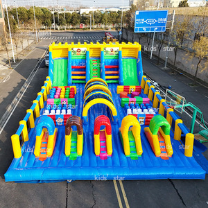 Parc gonflable écologique commercial avec toboggan combiné et château sauteur, capacité de 1000 kg pour 25 enfants, parc d'attractions extérieur - Product Image 2
