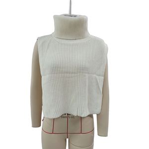 OEM/ODM gilet d'hiver sans manches pour femmes pull tricoté <span class=keywords><strong>col</strong></span> <span class=keywords><strong>roulé</strong></span> <span class=keywords><strong>cache</strong></span>-<span class=keywords><strong>cou</strong></span> avant pull de créateur tricots - Product Image 2