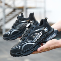 Chaussures de sécurité anti-écrasement pour hommes avec embout en acier, baskets de travail indestructibles à lacets rotatifs et semelle anti-perforation à coussin d'air