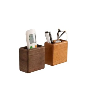 <b>Wall</b> Mounted Wooden Storage Box Rectangle Remote Control Organizer Punch Free Office <b>Desk</b> Holder Lacquered Finish - Product Image 1