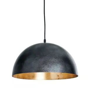 Lampada a sospensione in ferro nero a forma di cupola industriale semplice rurale con luce a sospensione in oro