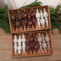 Ensemble d'ornements de Noël vintage marron, blanc et vert, décorations suspendues pour arbre, ornements de Noël rétro, décorations de maison pour les fêtes
