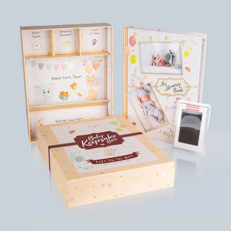 Wholesale Gift Packaging Set Milstone Card Footprint Five Year Baby Memory Tooth Keepsake Box