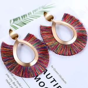 Boucles d'oreilles pendantes bohèmes faites à la main pour femmes, grandes pampilles, bijoux simples et tendance, vente directe d'usine 2019 - Product Image 5