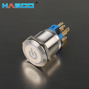 מתג לחצן עמיד למים 22mm עגול, מתגי לחצן מתכת עם נעילה עצמית/רגעית עם תאורת LED - Product Image 2