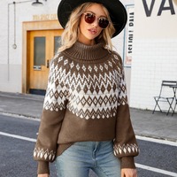 Meilleure vente pull en tricot chaud à col haut à la mode pull en laine de coton pour femme
