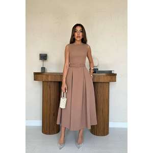 Vestido Moccah con Cuello Halter, Corte en A, Cintura Natural, Tejido Transpirable, para Fiesta o Uso Casual - Product Image 4