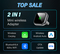 Adaptador Inalámbrico Portátil Mini 2 en 1 para Carplay y Android Auto, Control por Voz, Conexión Rápida y Estable, Caja Multimedia para Vehículo
